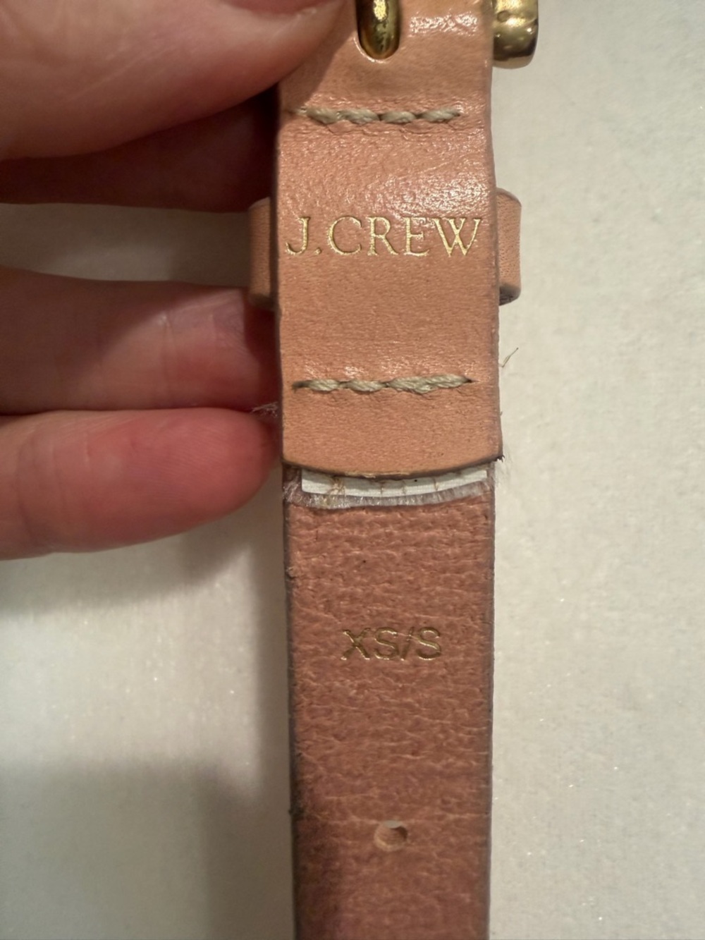 J. Crew Slim Blush Pink Leather Belt with Gold Buckle - Picture 2 of 3